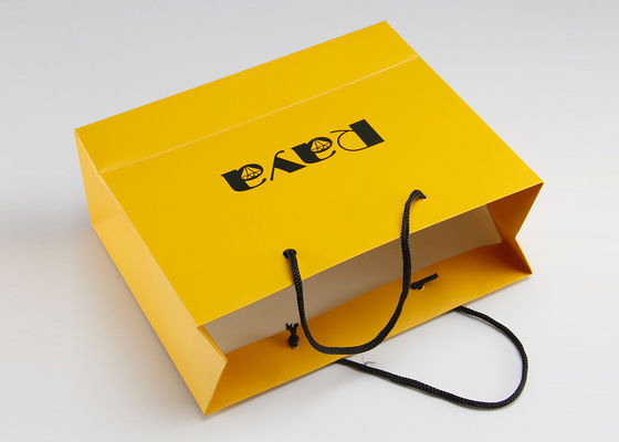 인쇄되는 노란 광택이 없는 서류상 쇼핑 백 나일론 손잡이 및 주문을 받아서 만들어진 로고
