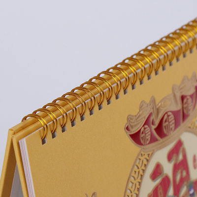 귀여운 고전적인 나선형 책상 달력 아트지 물자와 금 뜨거운 포일 우표