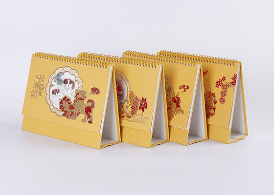 귀여운 고전적인 나선형 책상 달력 아트지 물자와 금 뜨거운 포일 우표