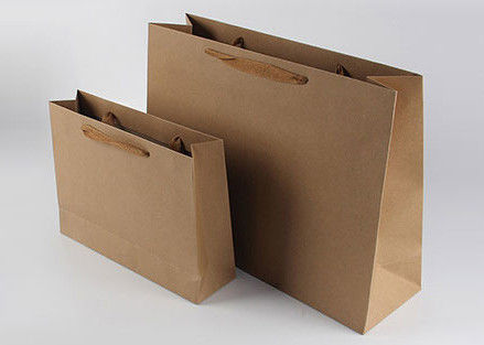 주문을 받아서 만들어진 직사각형 대량 종이 봉지, 손잡이를 가진 보통 Kraft 쇼핑 백